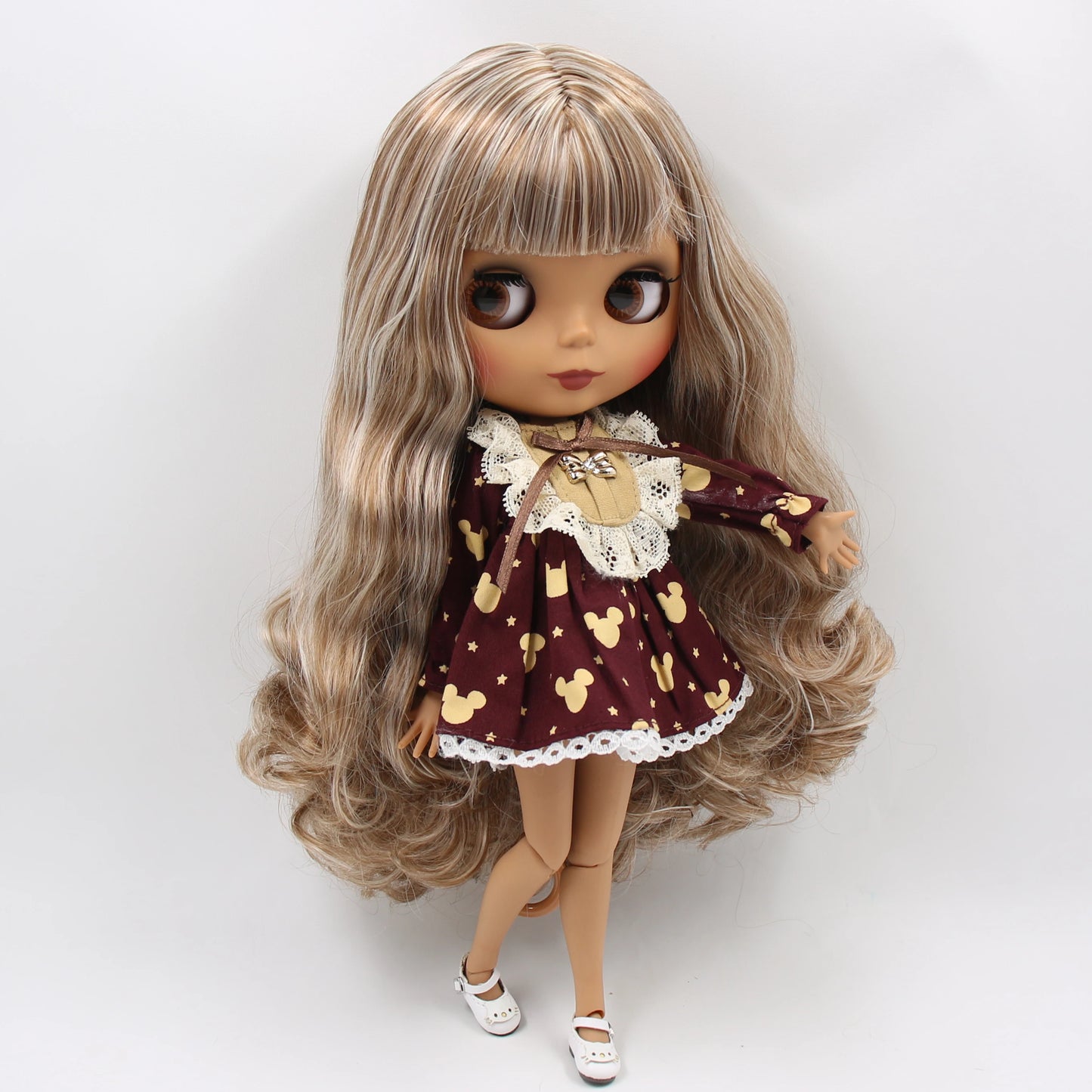 Custom Blythe Doll – Handmade Art Brown Black Doll with Outfits & Accessories | Collectible OOAK Gift for Girls & Adults