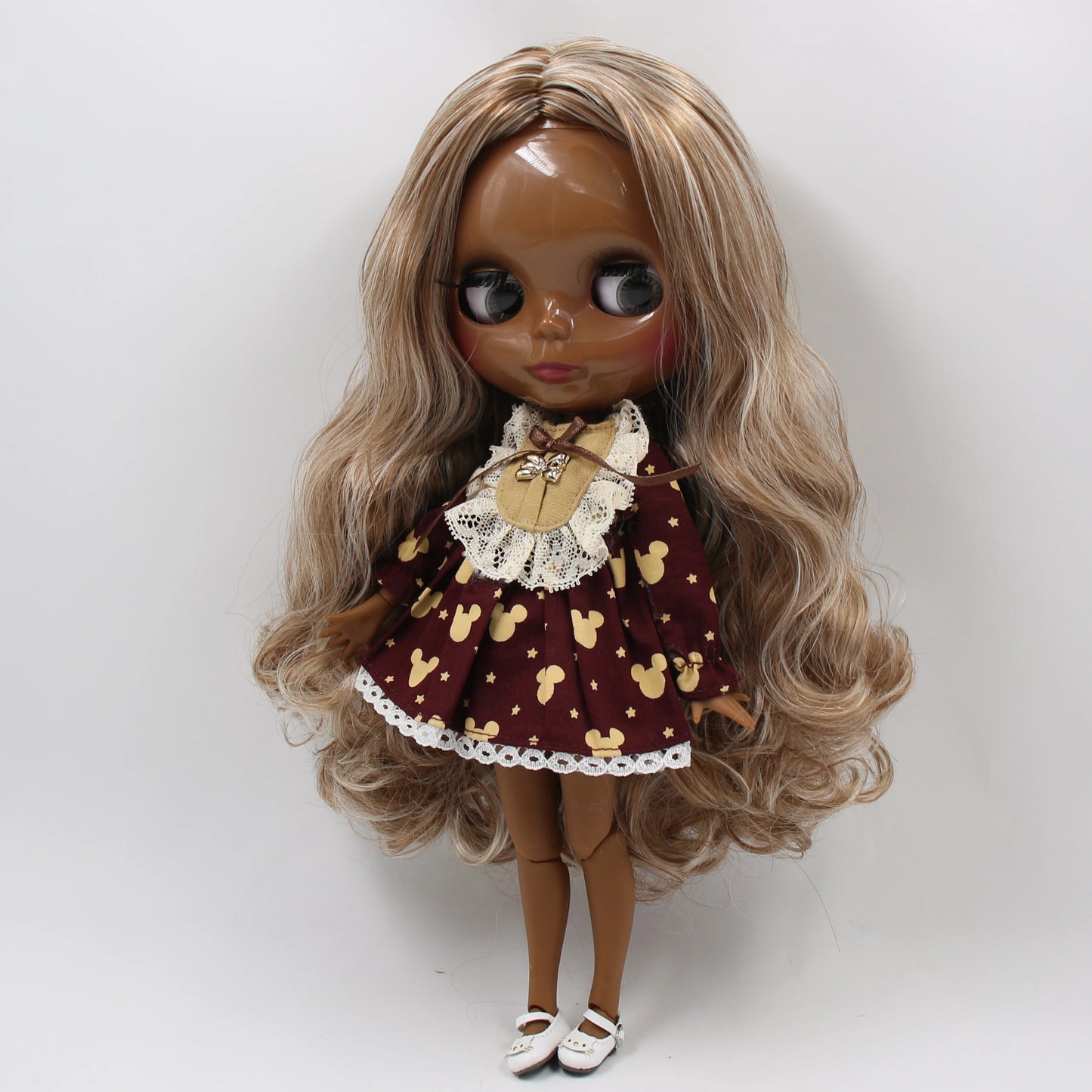 Custom Blythe Doll – Handmade Art Brown Black Doll with Outfits & Accessories | Collectible OOAK Gift for Girls & Adults