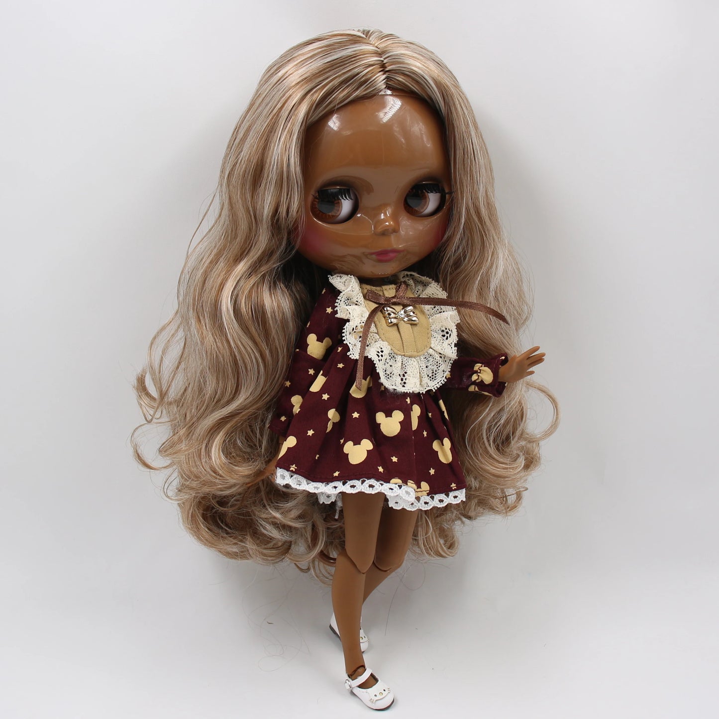 Custom Blythe Doll – Handmade Art Brown Black Doll with Outfits & Accessories | Collectible OOAK Gift for Girls & Adults